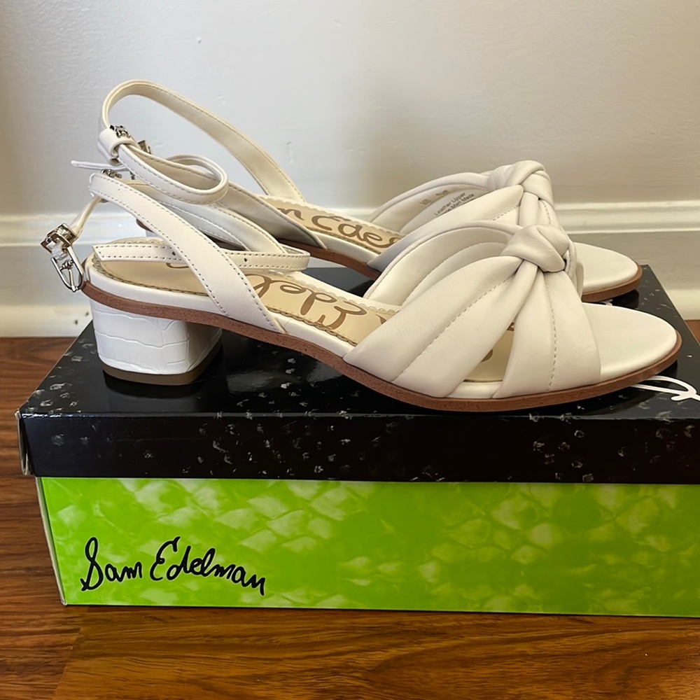 Sam Edelman Ingrid Ankle Strap Sandal White Leather Size 8